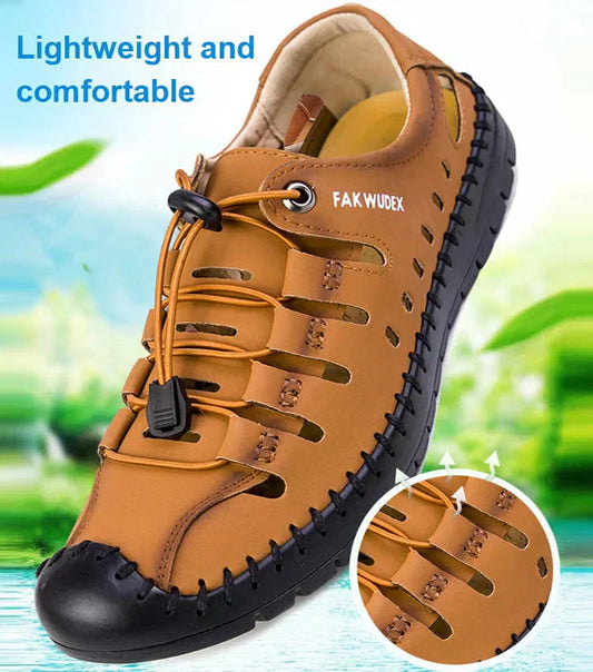 👞Aviator Înfășurat Toe Hollow Sandale din piele💝💥🎁