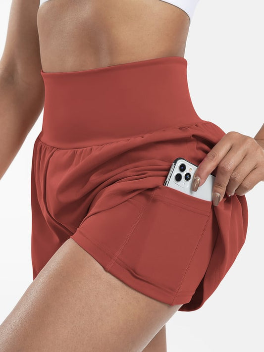 ✨️2025 Vânzare la cald 49% OFF 🥰 Pantaloni scurți de yoga 2 în 1 cu talie înaltă și buzunare laterale
