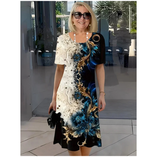 👗Rochii de vară cu mânecă scurtă și gât rotund imprimate 3D✨